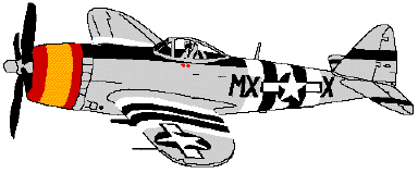 Drawing of a P-47 Thunderbolt similar to the type flown briefly by pilots of the 332nd